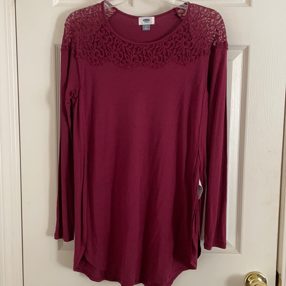 Red Lace Accent Red/maroon Old navy Top